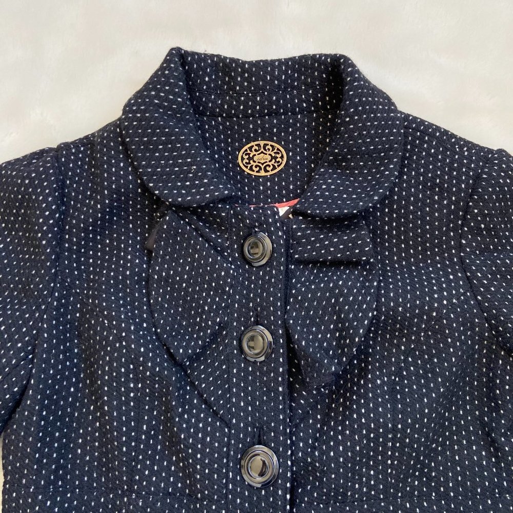 Anthropologie| Idra Black Dot Wool Blend Coat | Sz 8 Ruffle - Picture 2 of 10